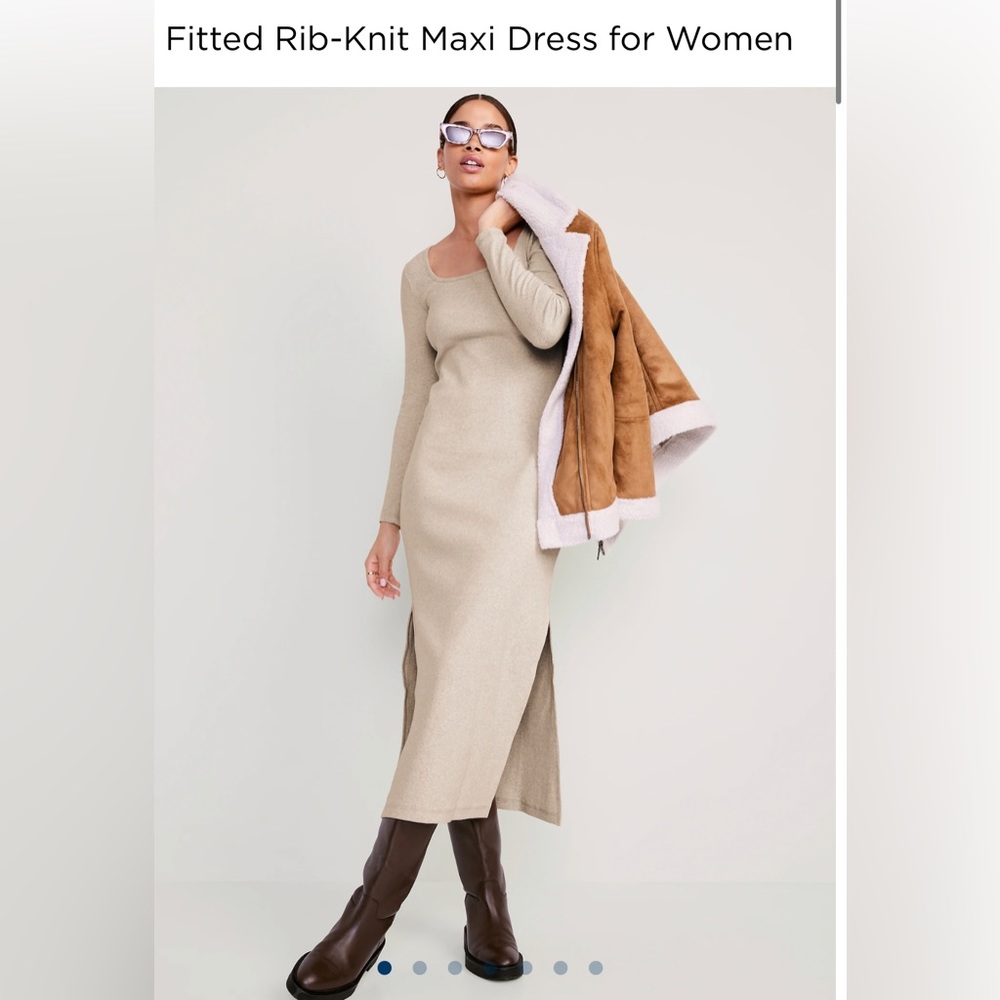 Old navy Fitted Long-Sleeve Rib-Knit Maxi Dress